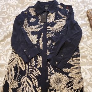 Club Monaco navy blue/ floral tunic.  Size 6 NWT